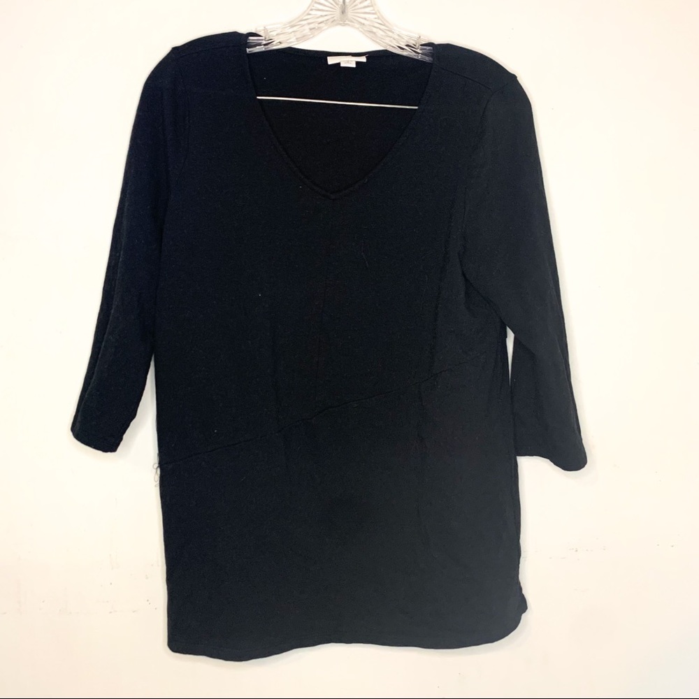 Pure J. Jill Top Pima Cotton Black V- Neck Short Sleeve Women’s Medium Petite MP